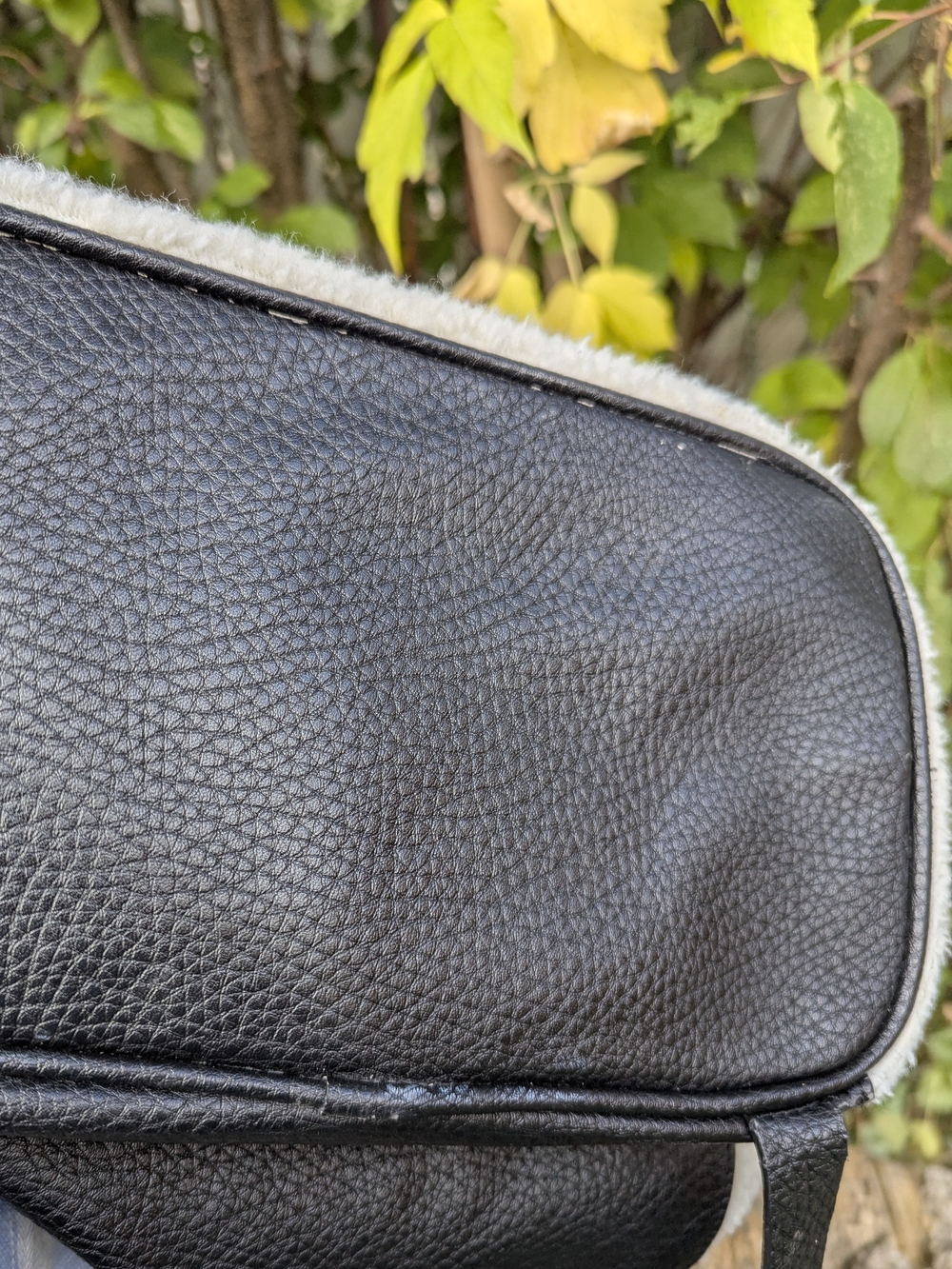 Indigo Cozy Chic Faux Shearling Sherpa Backpack Black Leather Buckle Daypack - Picture 13 of 14